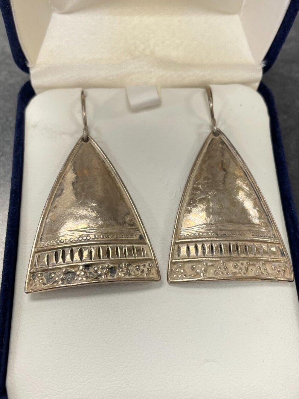 Artisan Style Geometric Triangle Earrings